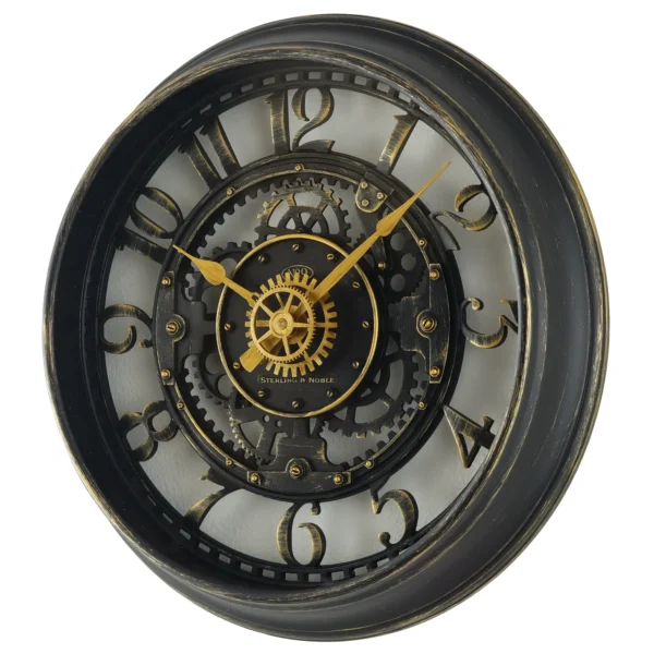 Beechmart Indoor Round Bronze Cutout Gear Industrial Analog Wall Clock - Image 4